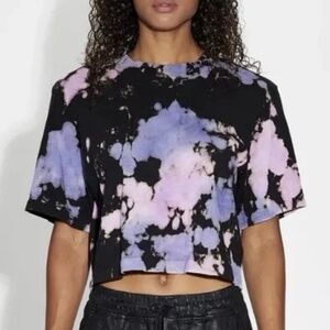 Cotton Citizen Tokyo Tie Dye Crop Tee Women's Small Crewneck Lavender Black